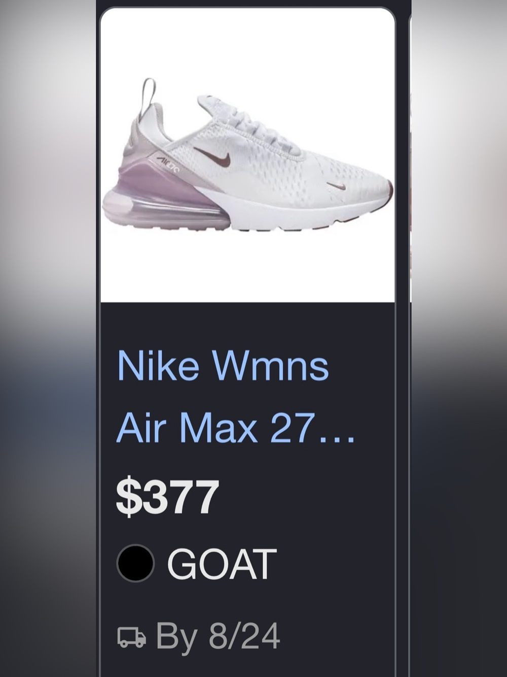 Women's Nike Air Max 270 White/Platinum Violet (AH6789 120)